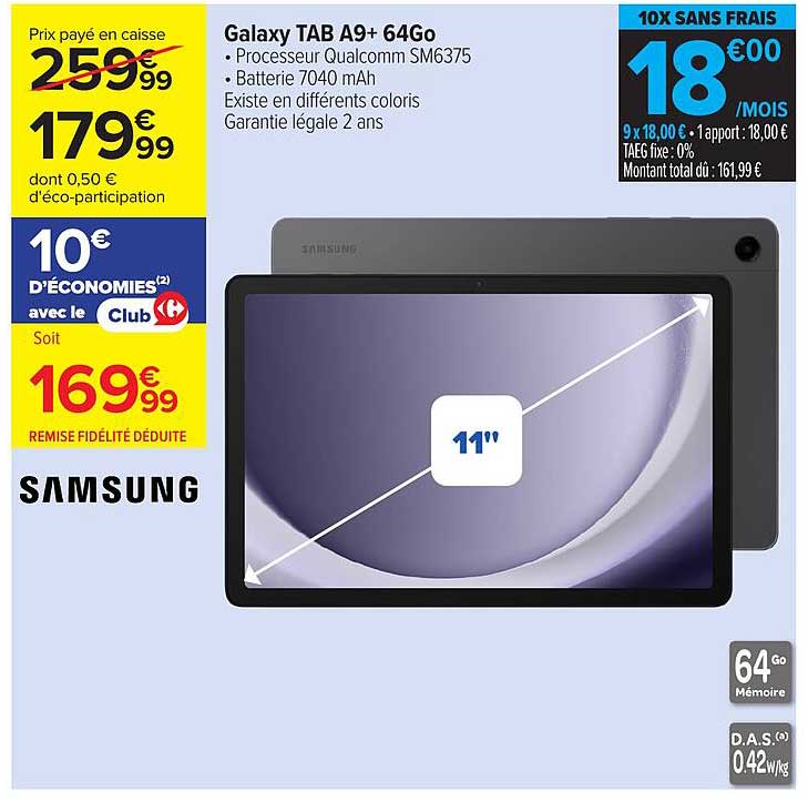 Galaxy TAB A9+ 64Go