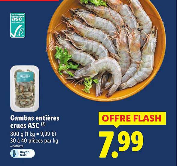 Gambas entières crues ASC