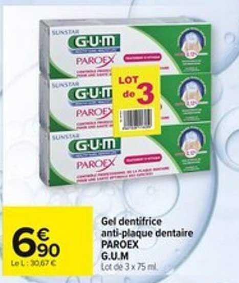 Gel dentifrice anti-plaque dentaire PAROEX G.U.M