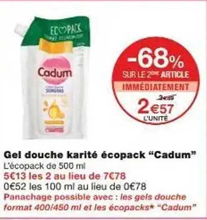 Gel douche karité écopack "Cadum"