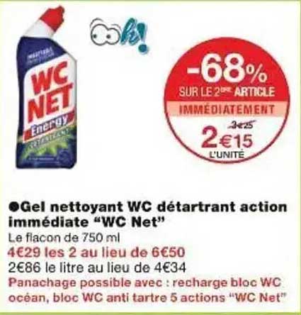 Gel nettoyant WC détartrant action immédiate “WC Net”