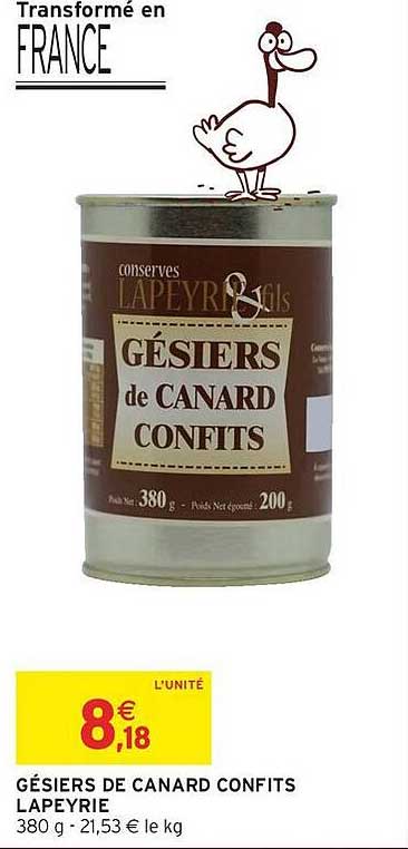 GÉSIERS DE CANARD CONFITS LAPEYRIE