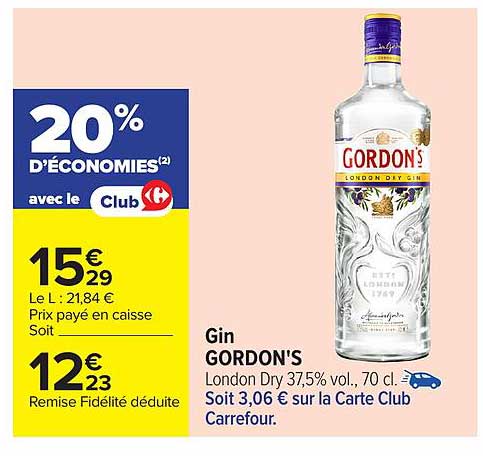 Gin GORDON'S London Dry 37,5% vol., 70 cl.