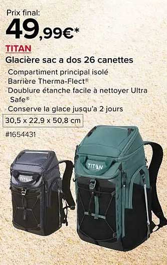 Glacière sac à dos 26 canettes