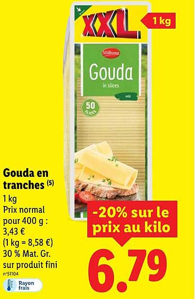 Gouda en tranches