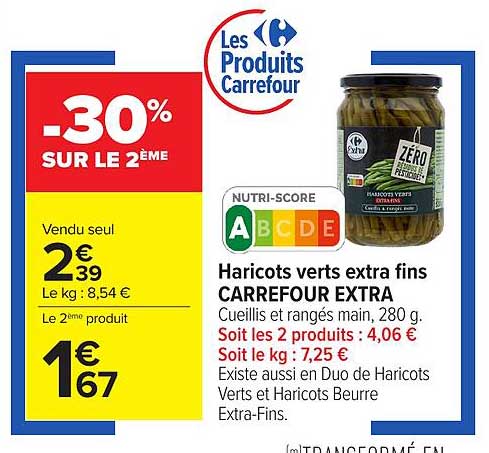 Haricots verts extra fins CARREFOUR EXTRA