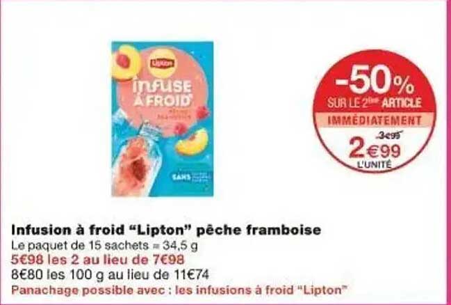 Infusion à froid "Lipton" pêche framboise