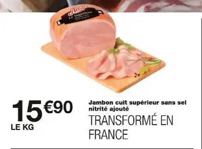 Jambon cuit supérieur sans sel nitrité ajouté