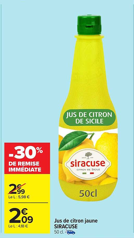 Jus de citron jaune SIRACUSE 50 cl