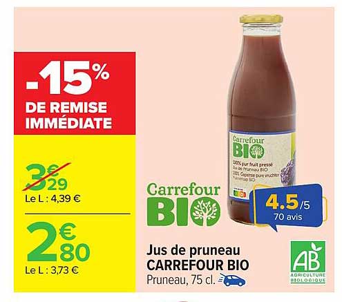 Jus de pruneau CARREFOUR BIO