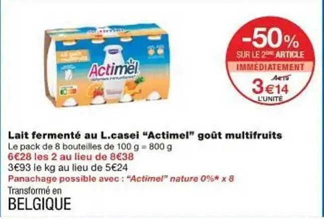 Lait fermenté au L.casei “Actimel” goût multifruits