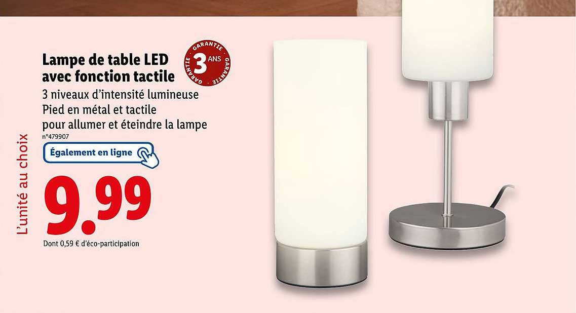 Lampe de table LED avec fonction tactile