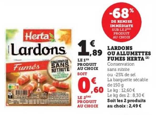 LARDONS OU ALLUMETTES FUMES HERTA