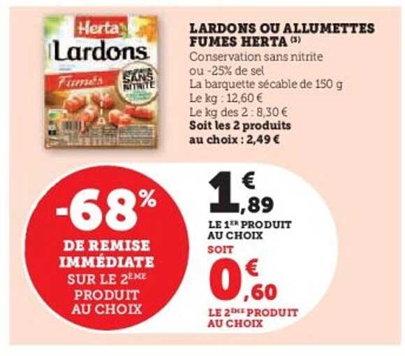 LARDONS OU ALLUMETTES FUMES HERTA