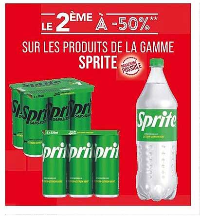 LE 2ÈME À -50** SUR LES PRODUITS DE LA GAMME SPRITE