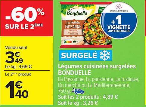 Légumes cuisinées surgelées BONDUELLE