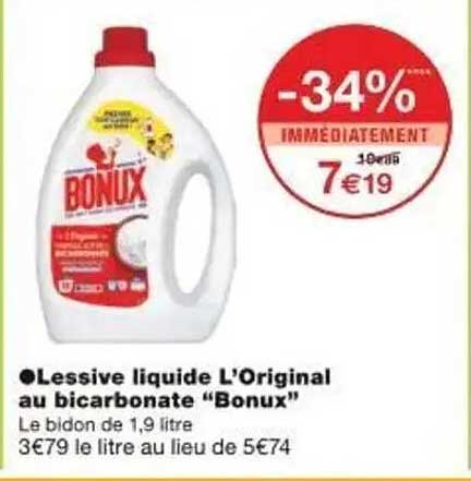 Lessive liquide L'Original au bicarbonate "Bonux"