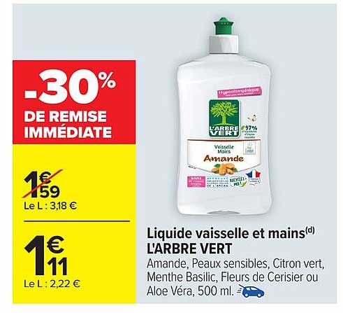 Liquide vaisselle et mains L'ARBRE VERT