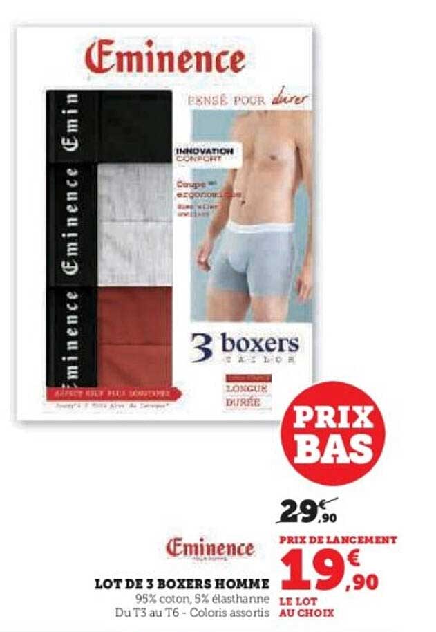 LOT DE 3 BOXERS HOMME