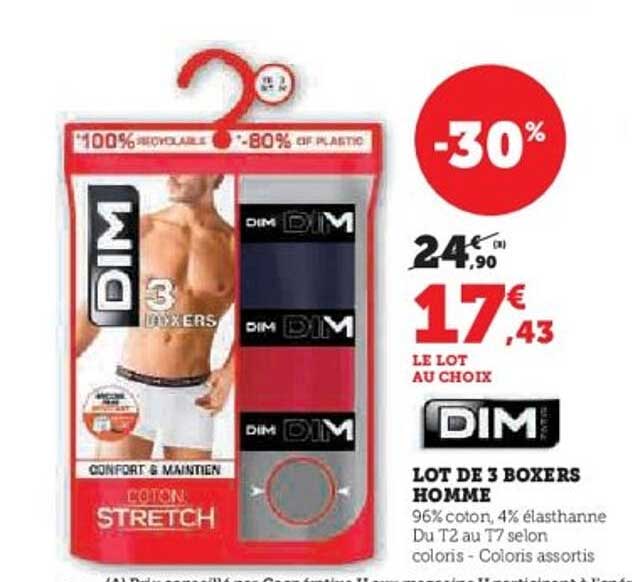 LOT DE 3 BOXERS HOMME