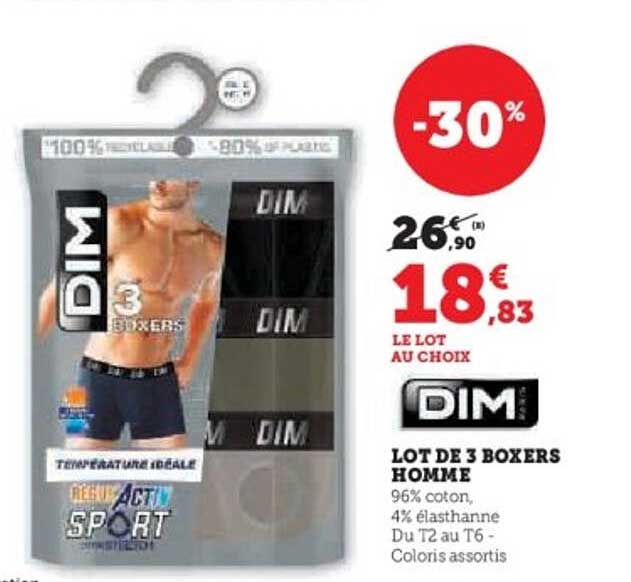 LOT DE 3 BOXERS HOMME