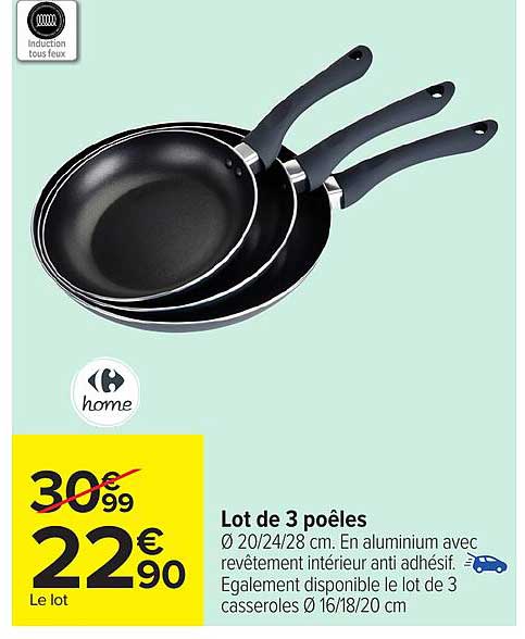 Lot de 3 poêles