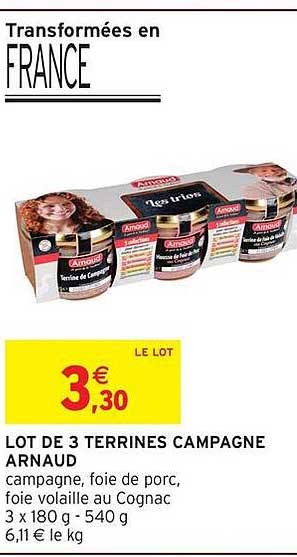 LOT DE 3 TERRINES CAMPAGNE ARNAUD