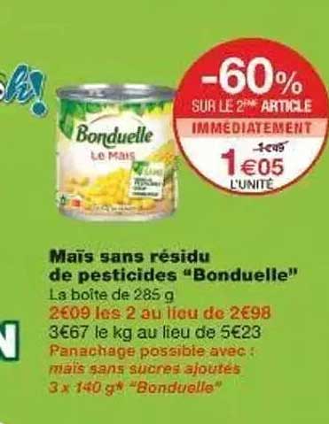 Mais sans résidu de pesticides "Bonduelle"