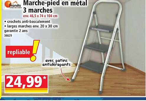 Marche-pied en métal 3 marches
