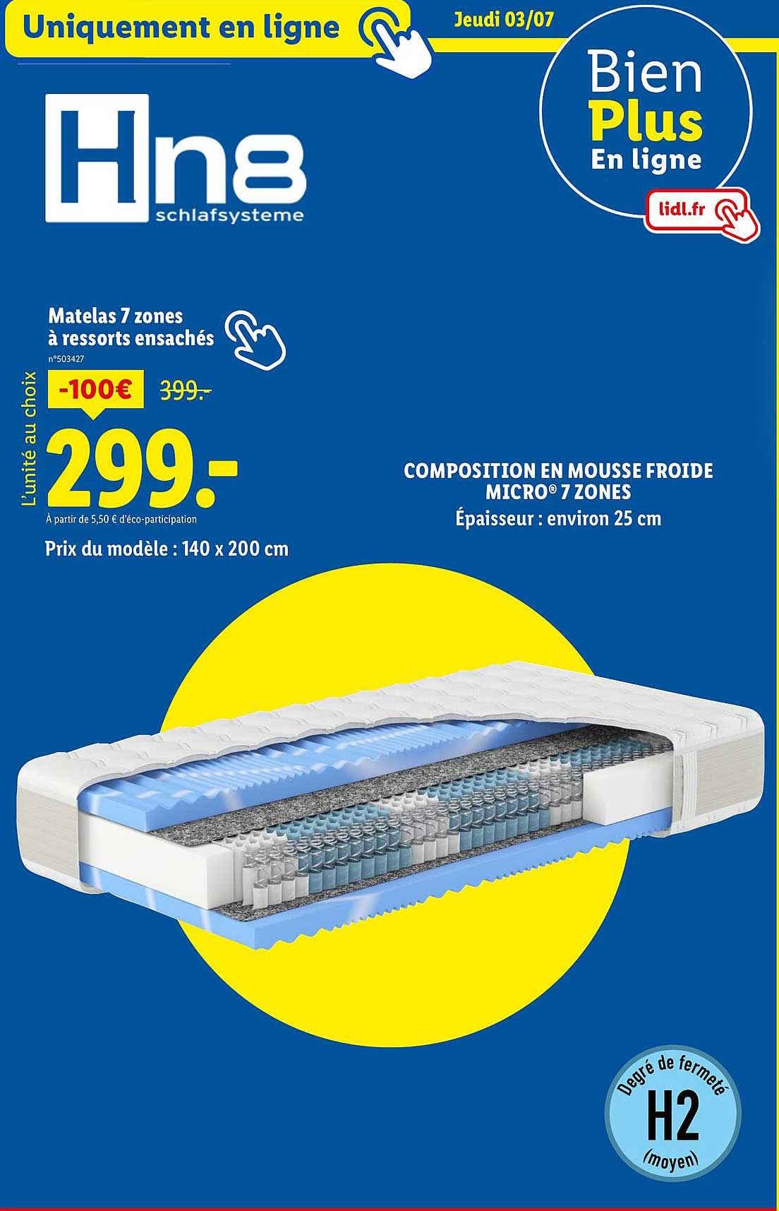 Matelas 7 zones à ressorts ensachés