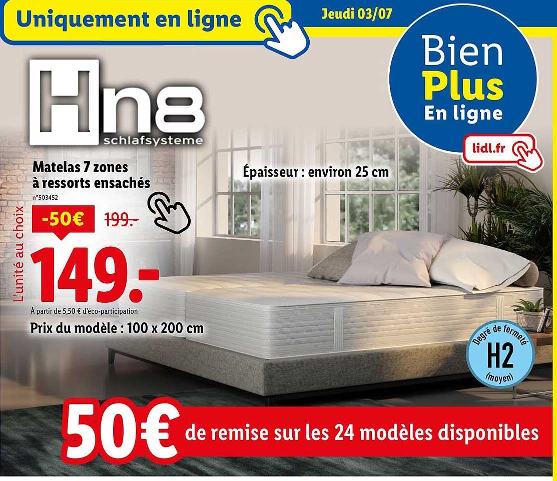 Matelas 7 zones à ressorts ensachés