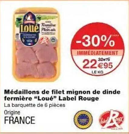 Médaille de filet mignon de dinde fermière "Loué" Label Rouge