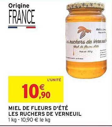 MIEL DE FLEURS D'ÉTÉ LES RUCHERS DE VERNEUIL