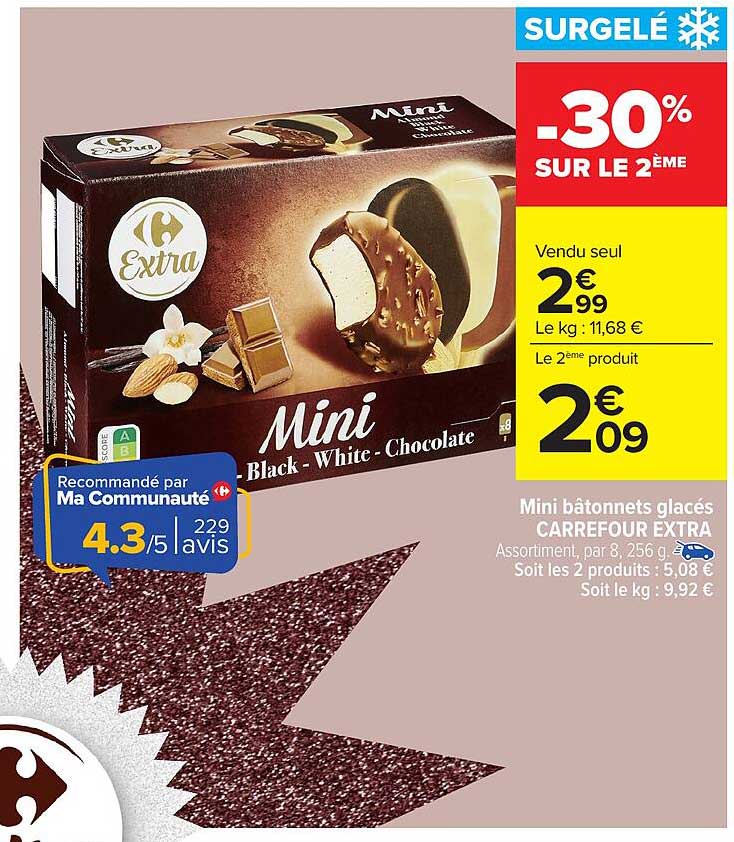 Mini bâtonnets glacés CARREFOUR EXTRA