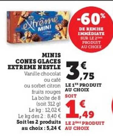 MINIS CONES GLACES EXTREME NESTLE