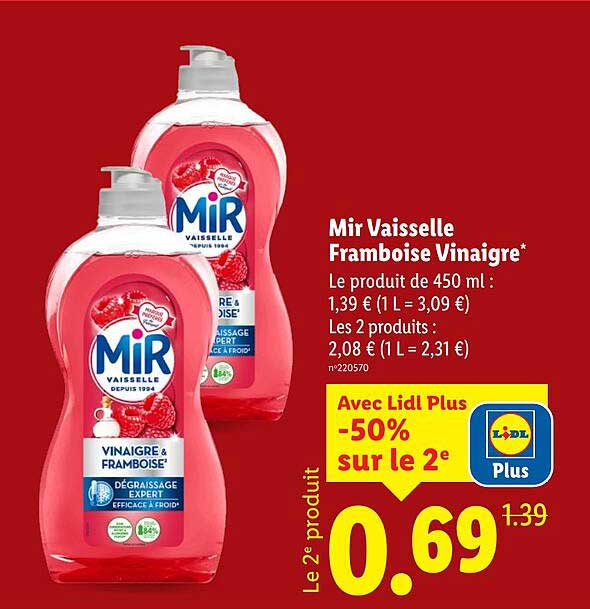 Mir Vaisselle Framboise Vinaigre*
