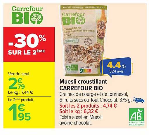 Muesli croustillant CARREFOUR BIO