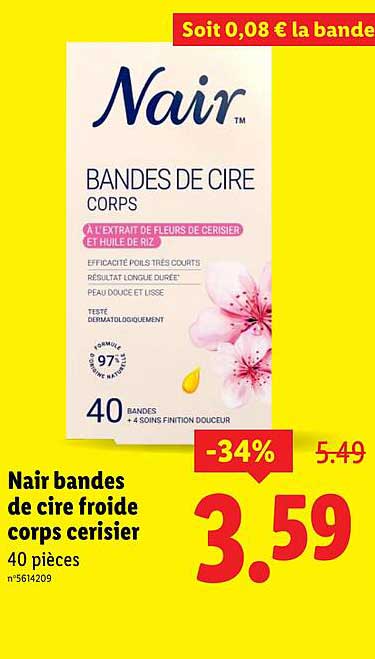 Nair bandes de cire froide corps cerisier