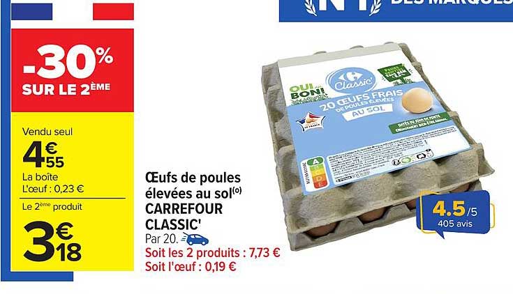 Œufs de poules élevées au sol CARREFOUR CLASSIC'