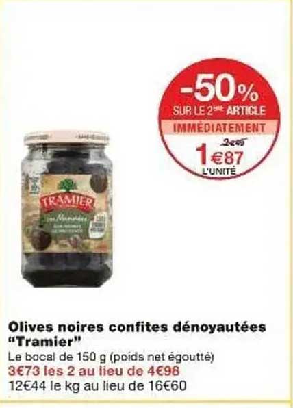 Olives noires confites dénoyautées "Tramier"
