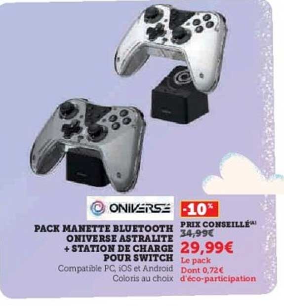 PACK MANETTE BLUETOOTH ONIVERSE ASTRALITE + STATION DE CHARGE POUR SWITCH