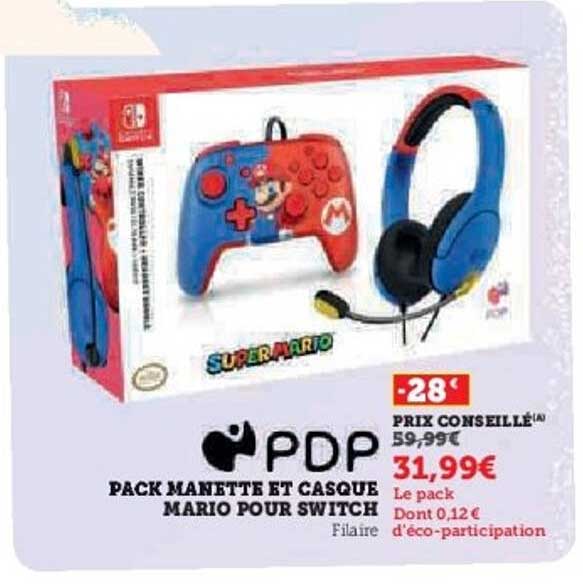 PACK MANETTE ET CASQUE MARIO POUR SWITCH