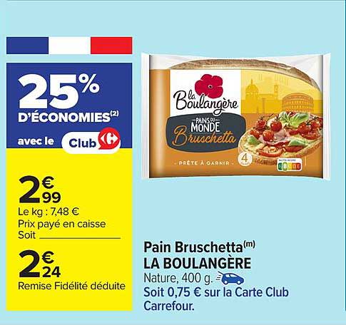 Pain Bruschetta(m) LA BOULANGÈRE Nature, 400 g