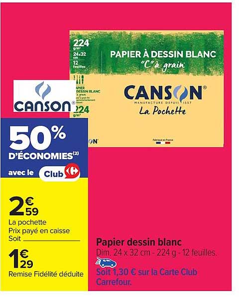 Papier dessin blanc "C'est à grain"