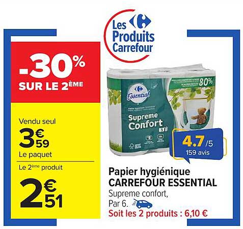 Papier hygiénique CARREFOUR ESSENTIAL