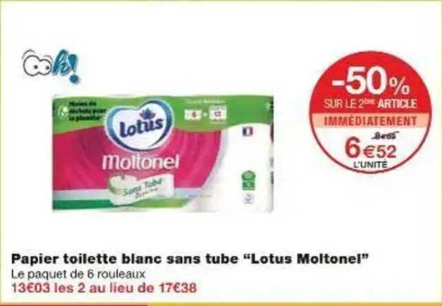 Papier toilette blanc sans tube "Lotus Moltonel!"