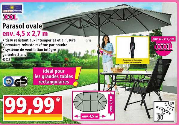 Parasol ovale env. 4,5 x 2,7 m
