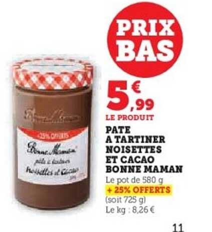 PASTE A TARTINER NOISETTES ET CACAO BONNE MAMAN