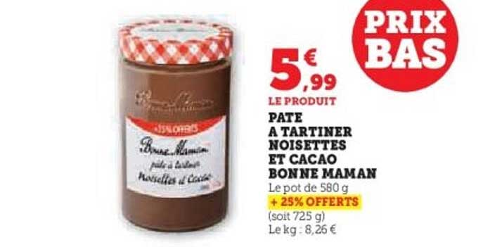 PATE A TARTINER NOISETTES ET CACAO BONNE MAMAN