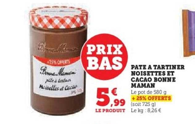 PATE A TARTINER NOISETTES ET CACAO BONNE MAMAN